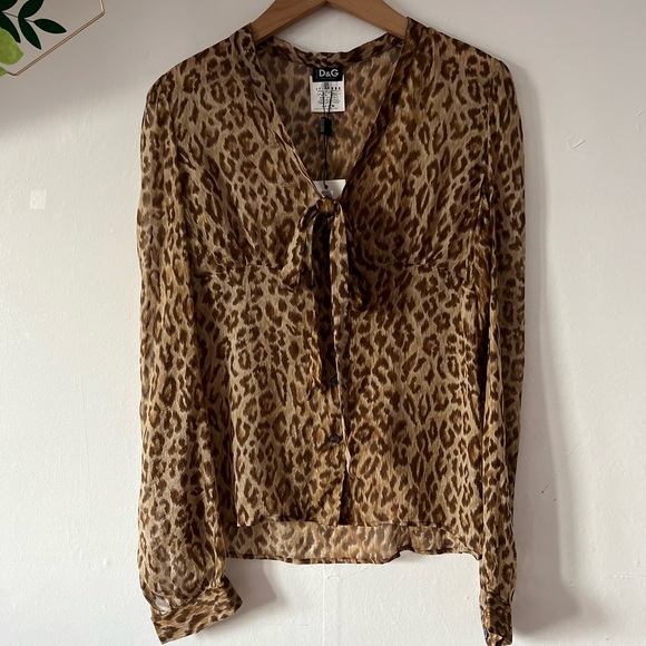 NWT Dolce and Gabbana D&G 100% silk leopard 44/30 - Picture 3 of 14